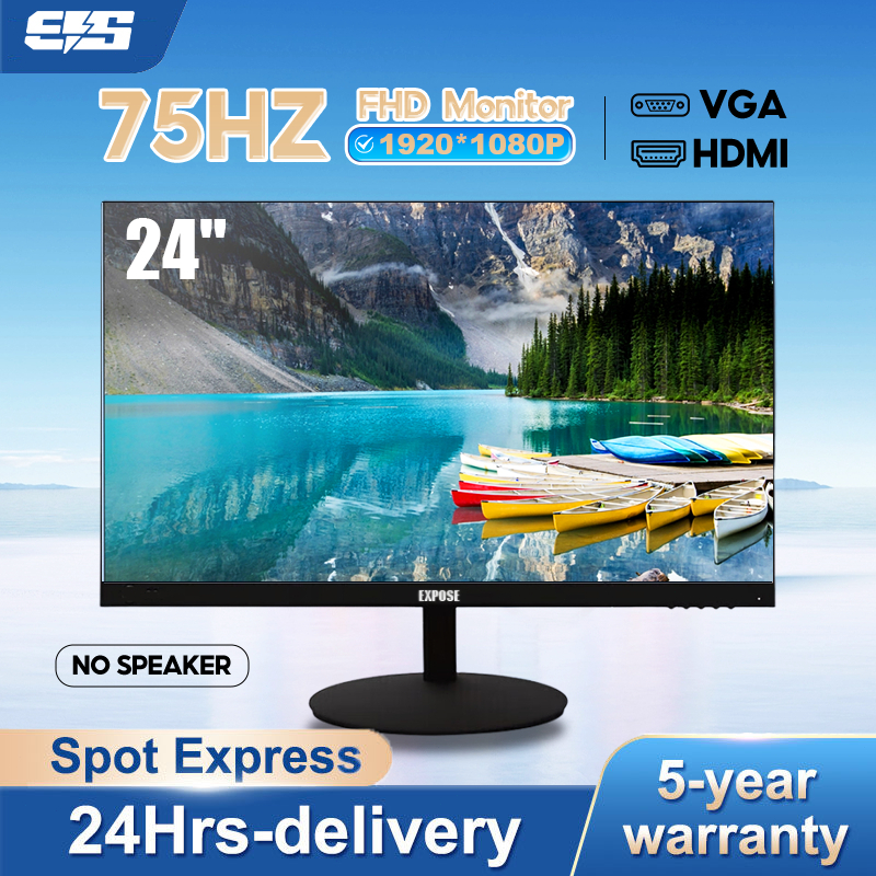 Monitor 24 Inch layar komputer kantor Monitor 19/22/24Inch 75HZ FHD With HDMI VGA Gaming Monitor For