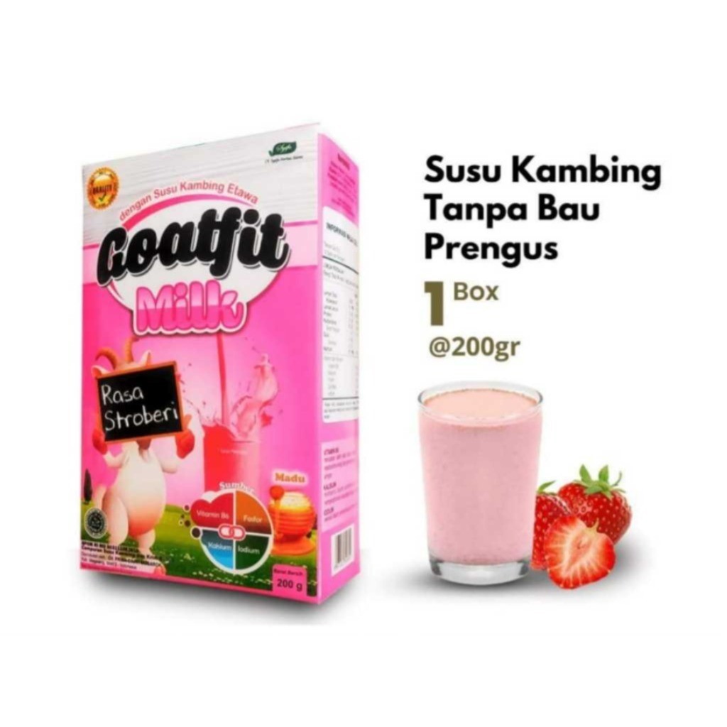 

SUSU KAMBING+ROYAL JELLY GOATFIT/ ETAWA PLUS ROYAL JELLY GOATFIT MILK STRAWBERRY 200 GR