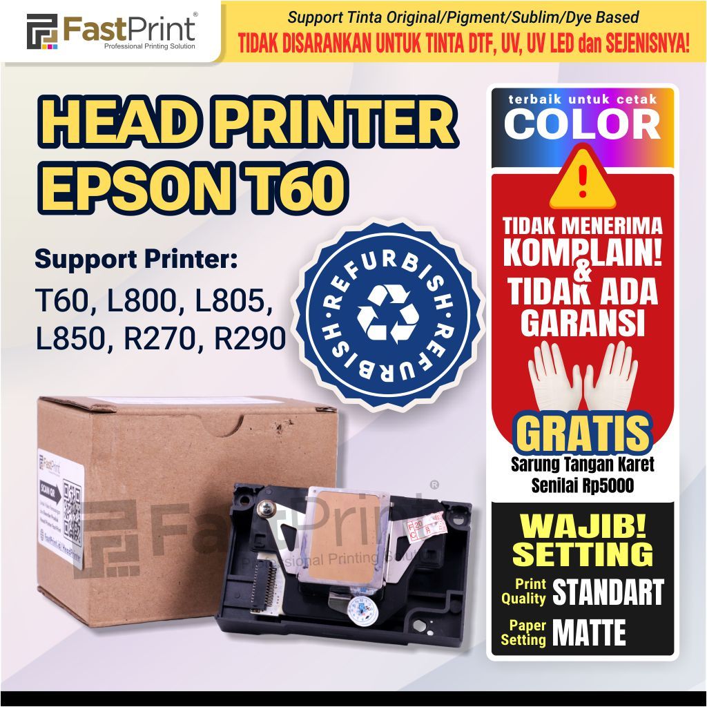 Fast Print Head Printer Epson T60 L800 L805 L850 R290 Black Only Second
