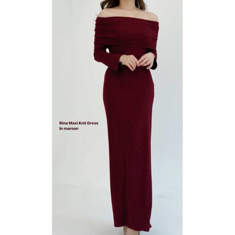 Modenica - Rina Maxi Knit Dress Off Shoulder Dress Off Shoulder Knit Dress Sabrina Dress Sabrina Lon