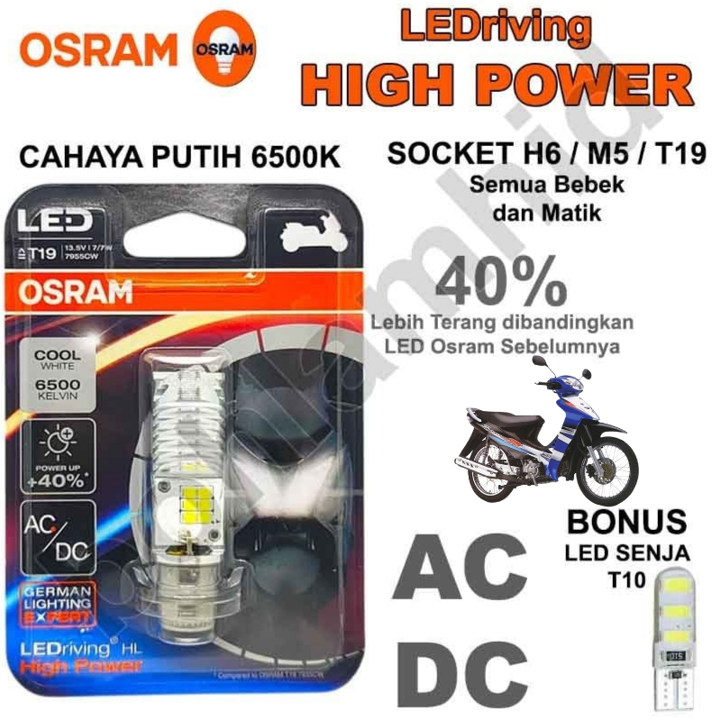Lampu Motor LED OSRAM SHOGUN 125 FI (putih) Bohlam H6 M5 T19 AC DC