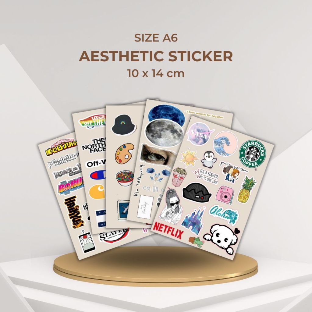 

Stiker Aesthetic Mix Series Stiker Aesthetic Deco Planner Album Scrapbook Journal Freebies Notes DIY Sticker Size A6 10 x 14 cm