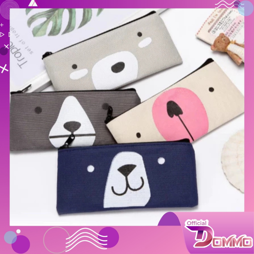 

DOMMO - D2002 Tempat Pensil Pulpen Kain Kanvas Karakter Hewan Lucu Kotak Pensil Serbaguna Motif Animal Dompet pouch make up kosmetik wanita