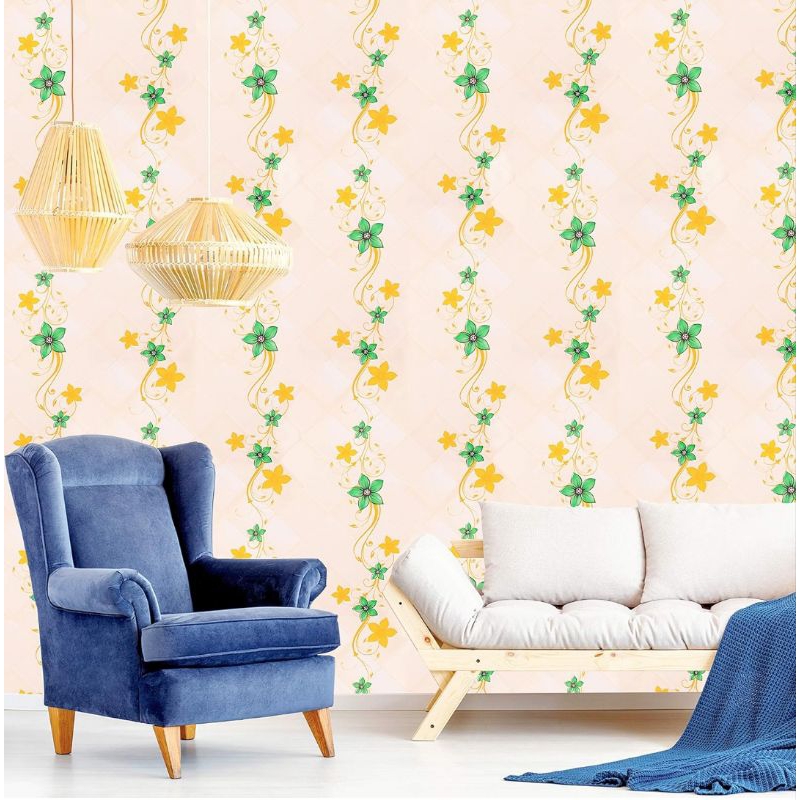 WALLPAPER STIKER DINDING BUNGA RAMBAT HIJAU