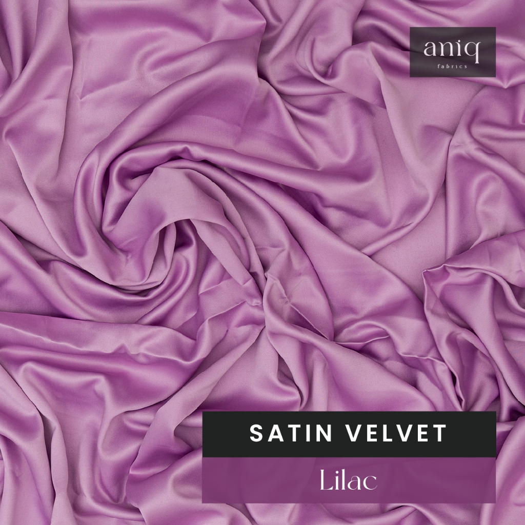 Aniq Fabrics Kain Satin Velvet Premium Sateen Silk Satin Sutra Bahan Kebaya, Dress Satin Lilac