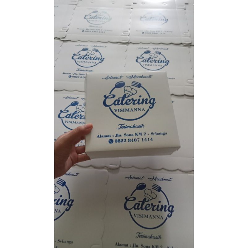 Kotak Nasi Sablon Free Design Ukuran R8 = 18x18cm Sablon Kotak Makan Kotak Nasi Custom