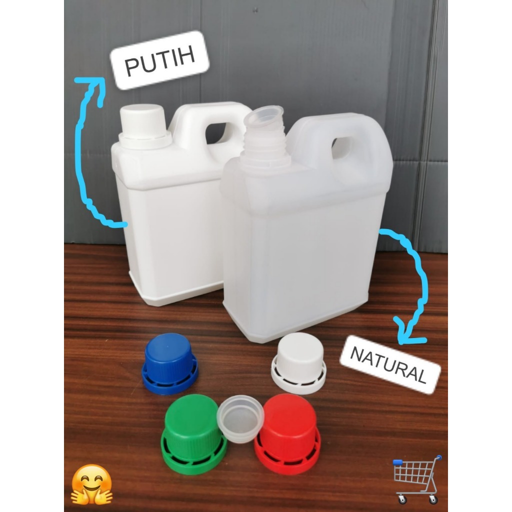 Jerigen Jrigen jerrycan PUTIH NATURAL 1L 1 L liter kotak Pendek TAIWAN