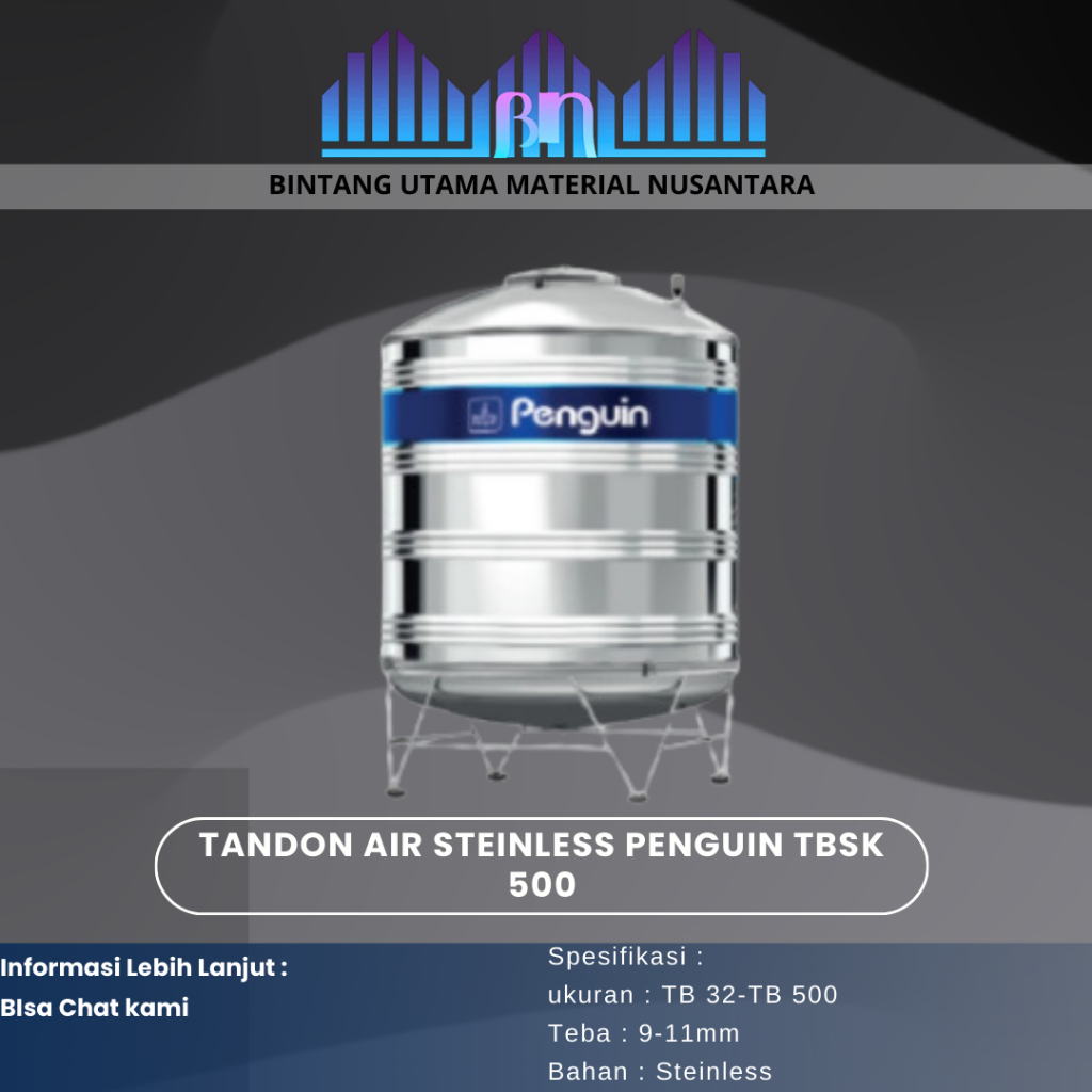 Stainless / Tandon Air / Tanki Air / Tempat air merk Penguin TBSK 500 - TBSK2000