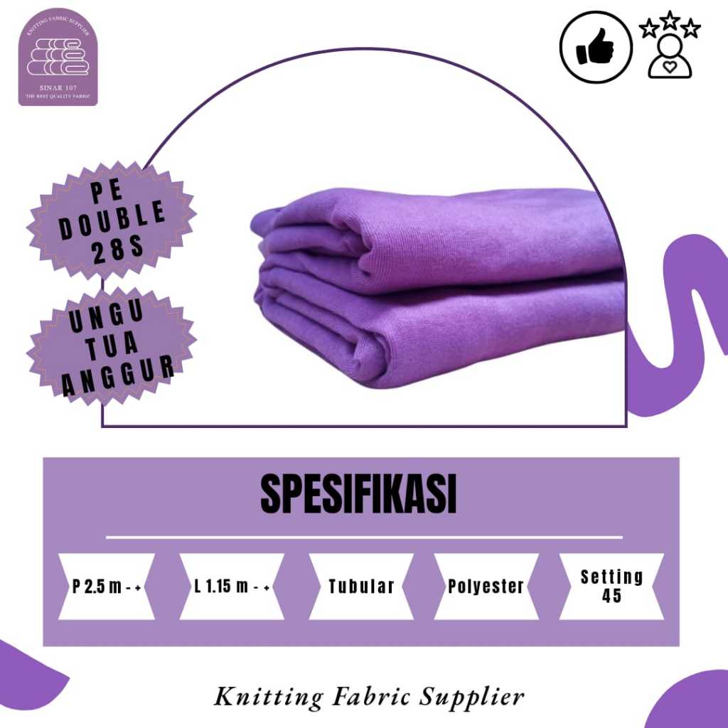 Kain kaos Pe double 28s kiloan | warna UNGU TUA ANGGUR