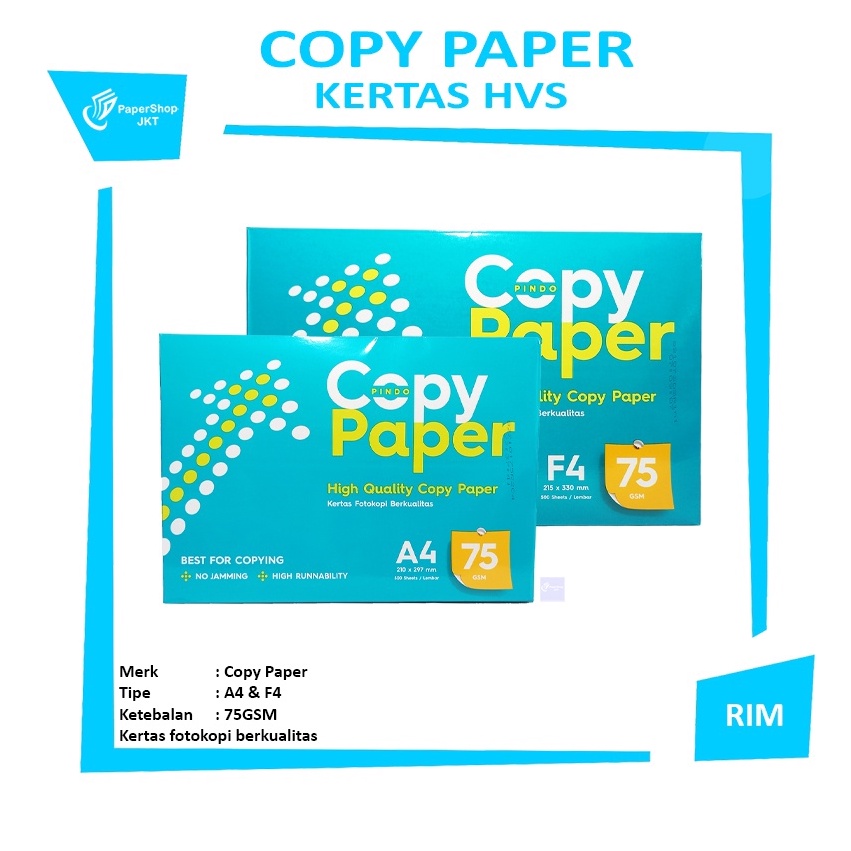 

KODE A38J Copy Paper Kertas HVS A4 F4 75 Gram Rim