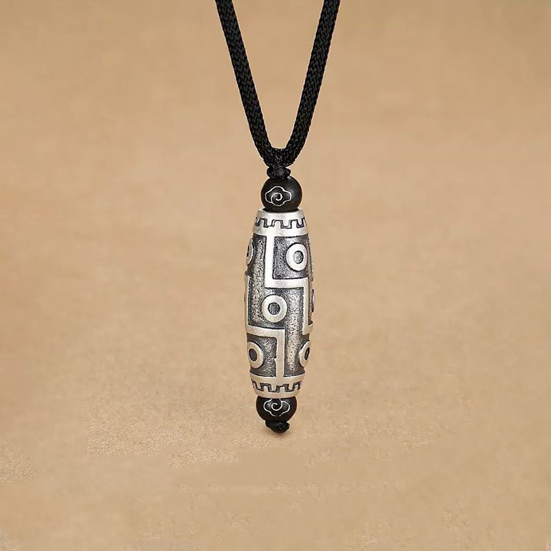 Kalung Tali Liontin 9 Dzi Oval (Tanpa Tali) / Tibetan Nine-Eyed Dzi Bead Pendant / Kalung Liontin Pr