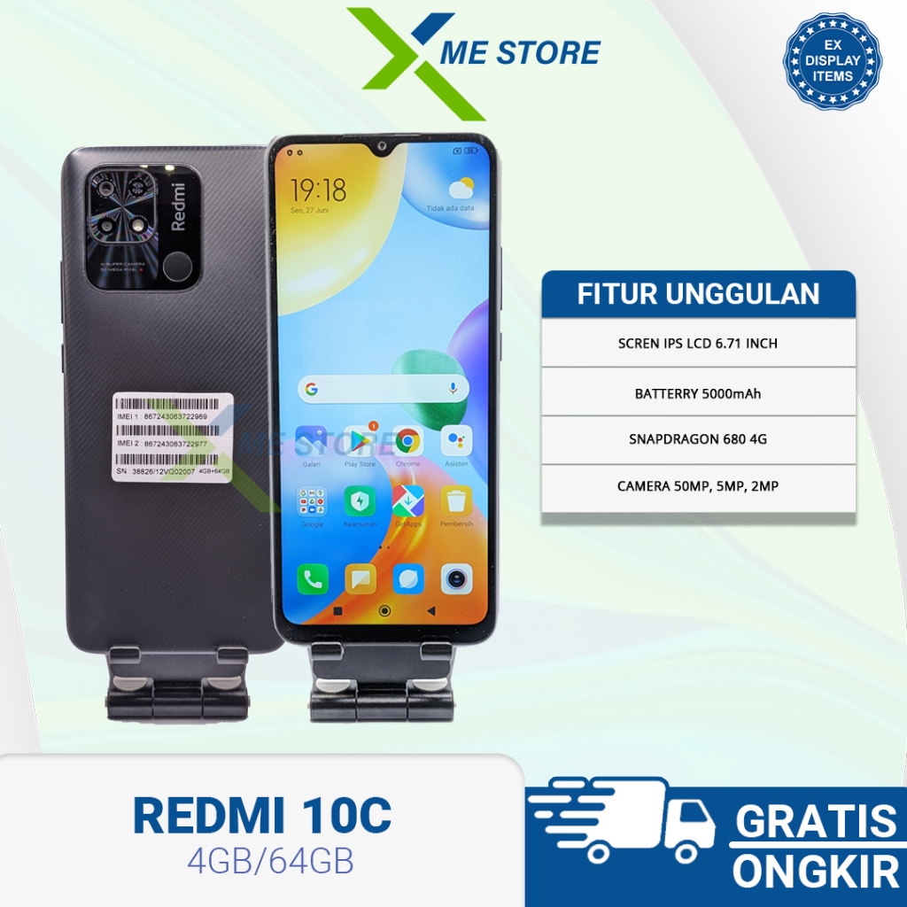 REDMI 10C 4/64GB - EX RESMI- UNIT ONLY