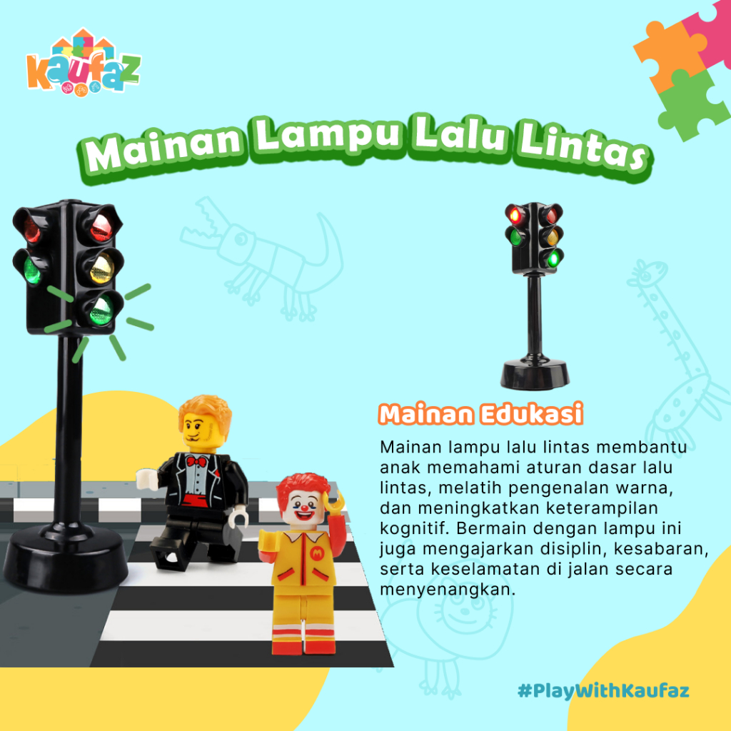 KAUFAZ Mainan Lampu Lalu Lintas / Mainan Traffic light / Lampu merah Mainan Anak