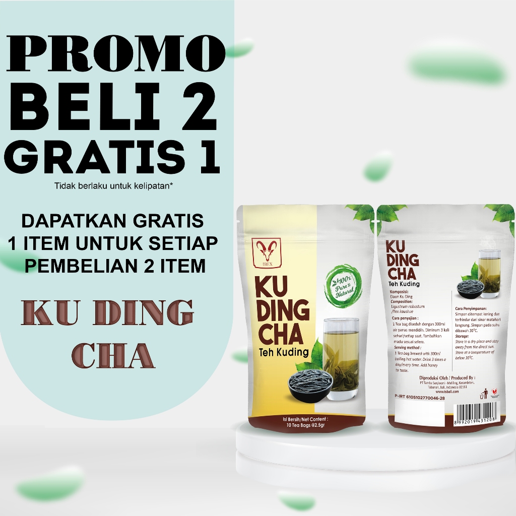 

BUY 2 GET 1 FREE! IBEX Teh Ku Ding Cha - Teh Herbal - Alami & Natural 10 tea bags @2.5gr