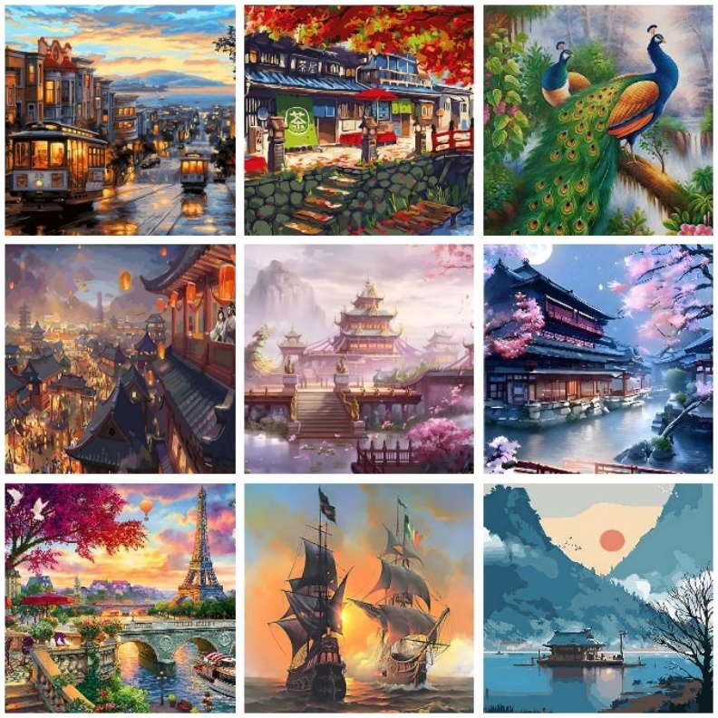 

KODE J82K READY STOCK 4x5cm DIY Paint By Numbers Oil Painting Kit Canvas Paint by Numbers Terbaru