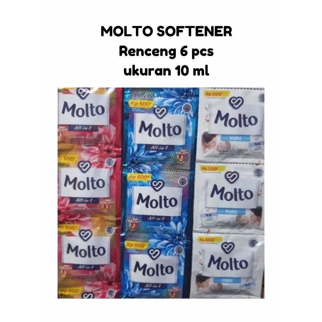 MOLTO 500 RENCENG MOLTO PEWANGI PELEMBUT MURAH 10 ML ISI 6 PCS