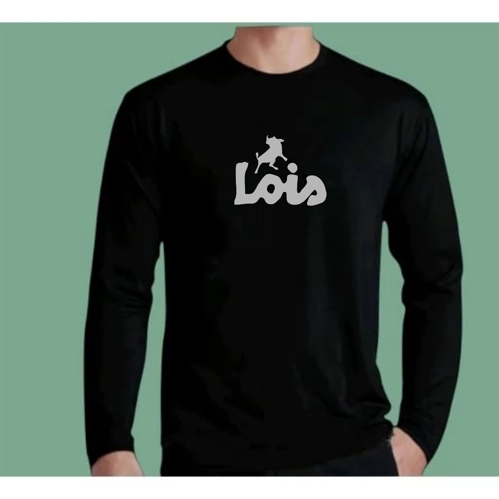 Baju Kaos Pria Lengan Panjang / Baju Kaos Lois Text Silver / Kaos T-Shirt Distro Premium Quality