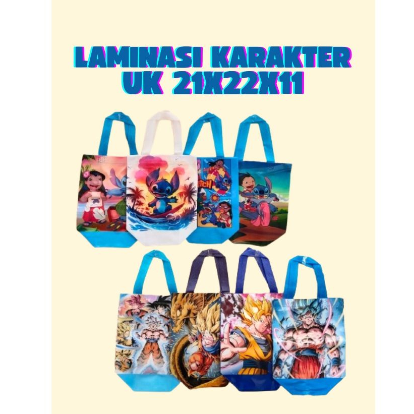 

1 LUSIN - Goodie Bag Spunbond Laminasi Karakter UK 21X22X11 Model Standing Box #Kreasi.Mewarnai