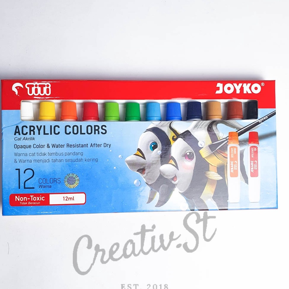 

KODE I55B JOYKO Cat Acrylic 12 Warna 12 Ml Set Paint Cat Lukis Akrilik