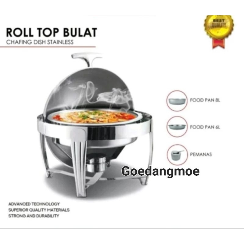 Chafing dish Roll top subron 6.8lt Pemanas roll top prasmanan Chafing dish s/s 6.8lt