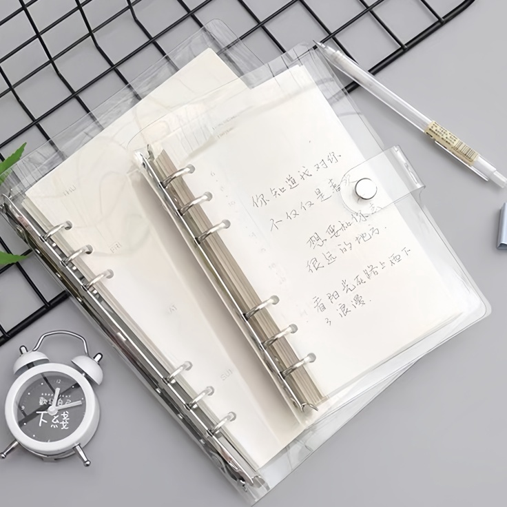 

HJ6 Binder Note 6Ring LooseLeaf Clear Soft PVC Binder Clip Notebook Cover Planner Folder A6 A5Clear Soft PVC Notebook Binder Cover Planner YuanYuan Mall