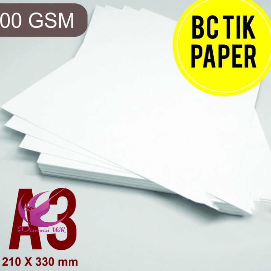 

HJ6 1 Lembar Kes Putih 2gsm Manila gambar BC Tik A3 Putih halus