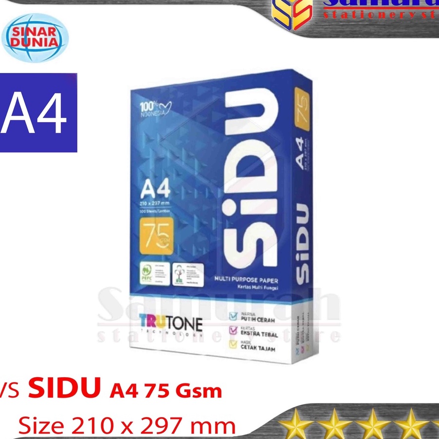 

KI3 Kes HVS Sinar Dunia A4 75 Gsm HVS Sidu A4 75 Gram Kes Print Kantor HVS Putih Sidu 75gsm