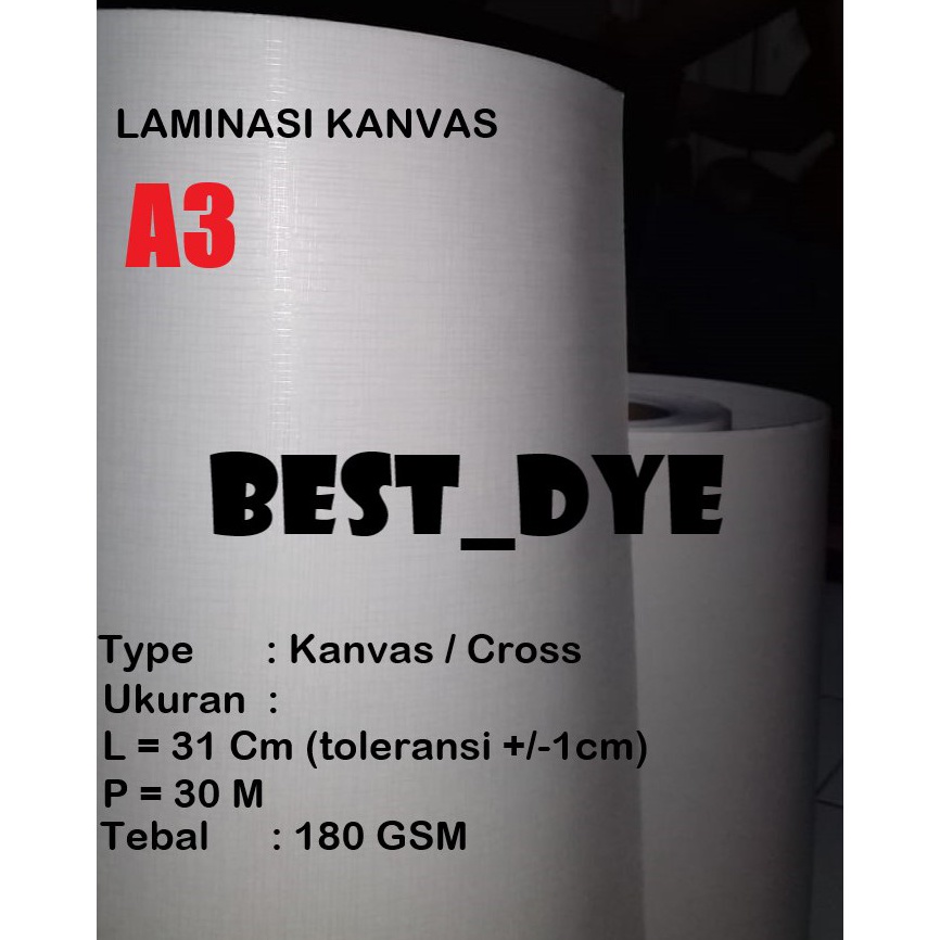 

KODE Q55V Laminasi Dingin KANVAS 18 Gr A3 31Cm x 3M Roll