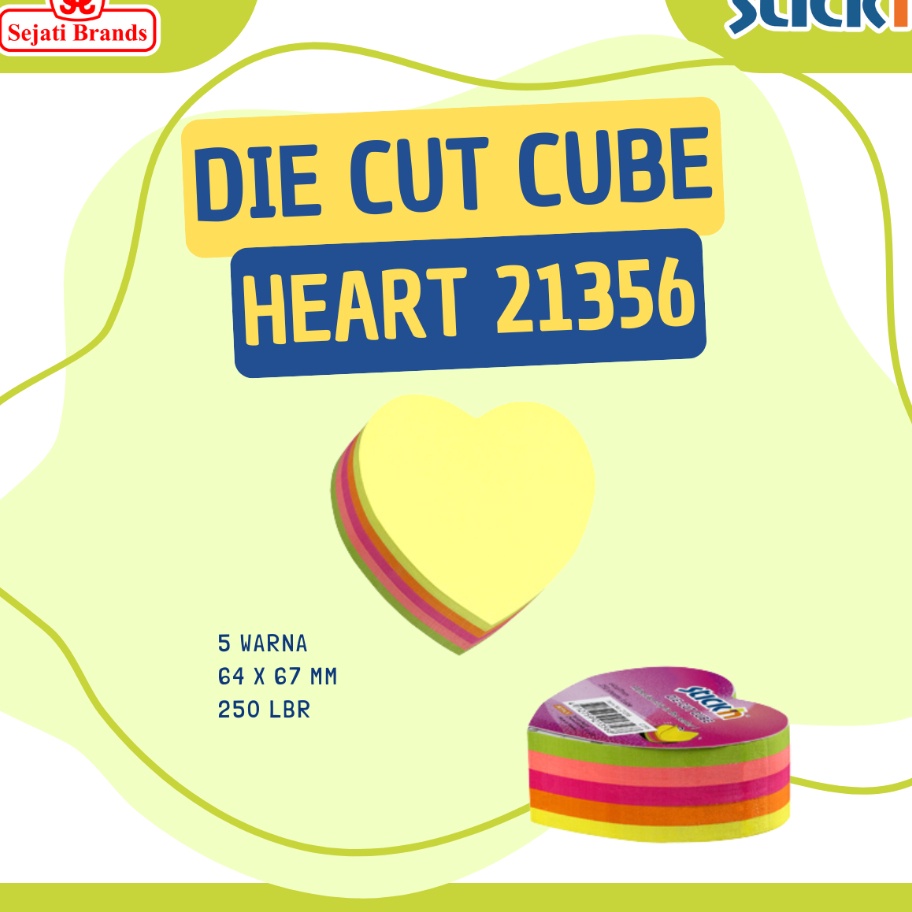 

Wah Stickn Die Cut 21356 Neon Die Cut 25s Heart Sticknote Hati Sticknote Love
