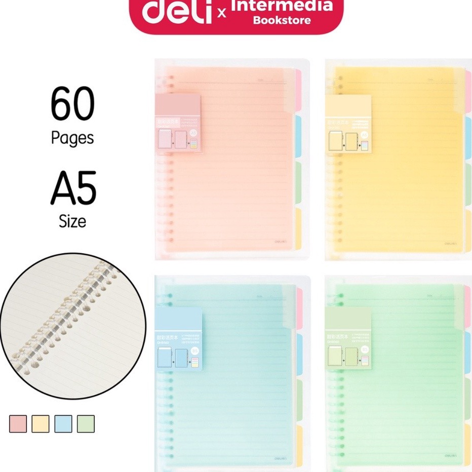 

Price Deli QHA56 Buku Vivid Lose Leaf Binder A5 6 Halaman Warna Pastel