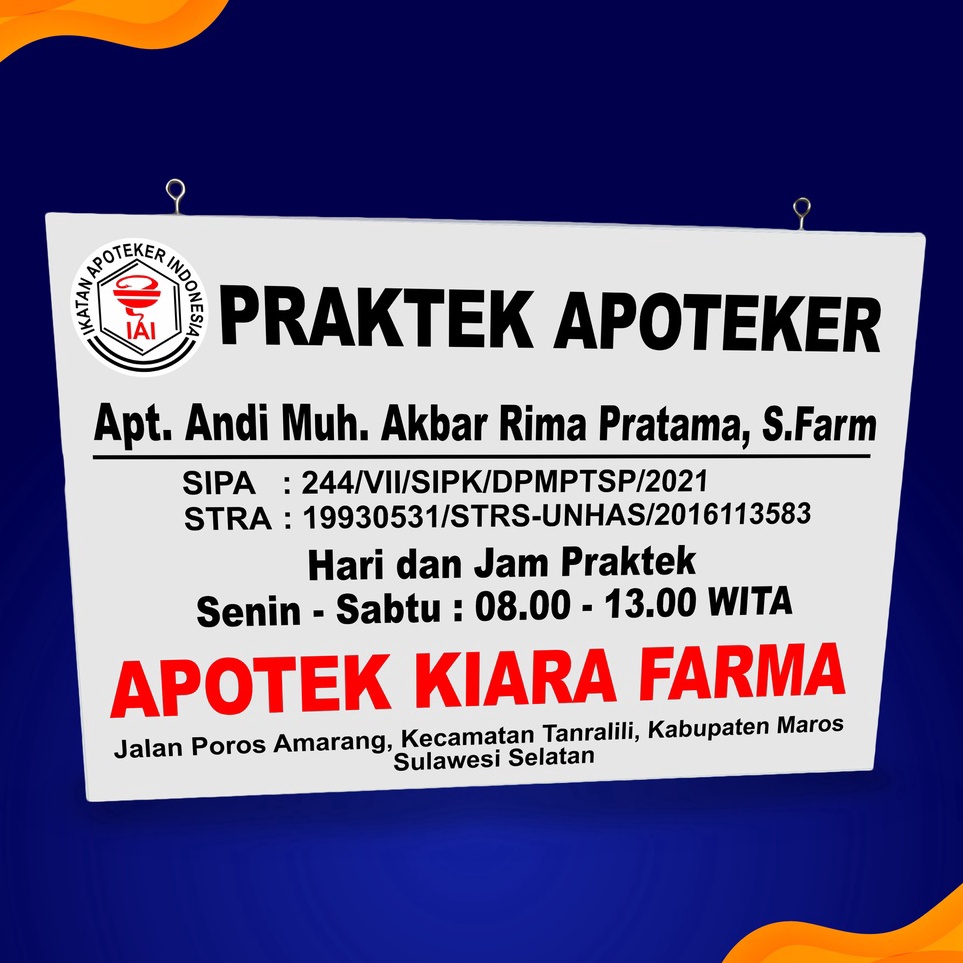 

KODE T44R PAPAN NAMA APOTEK APOTEKER