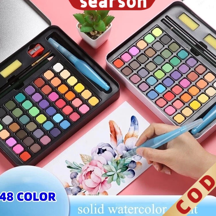 

KODE Y56R 24h 48 Warna Waterlor Set Alat Cat Air termasuk kuas dan kertas gambar Waterlour Water lor Melukis Alat Lukis solid waterlor Cat Air Padat Solid Waterlor Set 36 48 Warna Cat Air