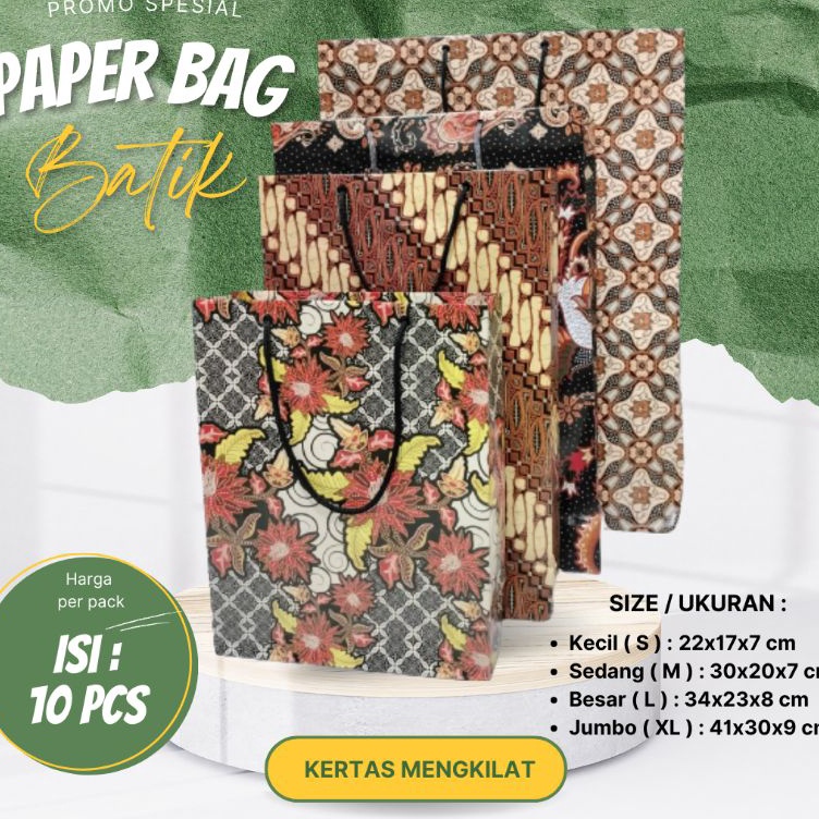 

Lebih Murah isi 1 pcs Tas kertas Paper bag batik JUMBOBESARSEDANG DAN KECIL