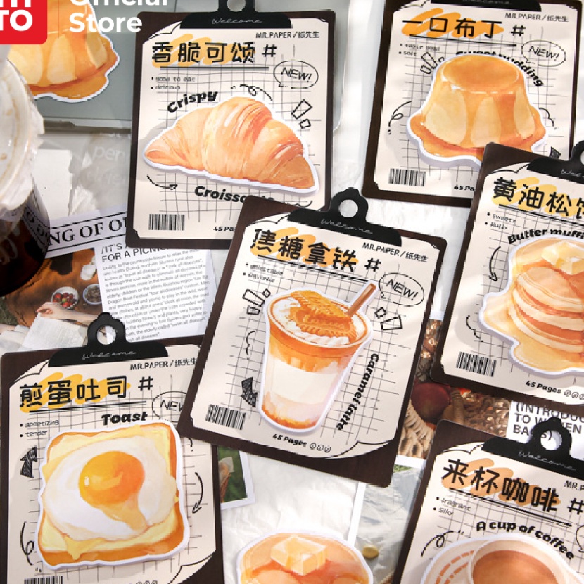 

Super THTO Sticker Sticky Paper Kes Illustrasi Makanan Food Coffee Bread 45 Pcs Jajanan si Stationery Lucu A136