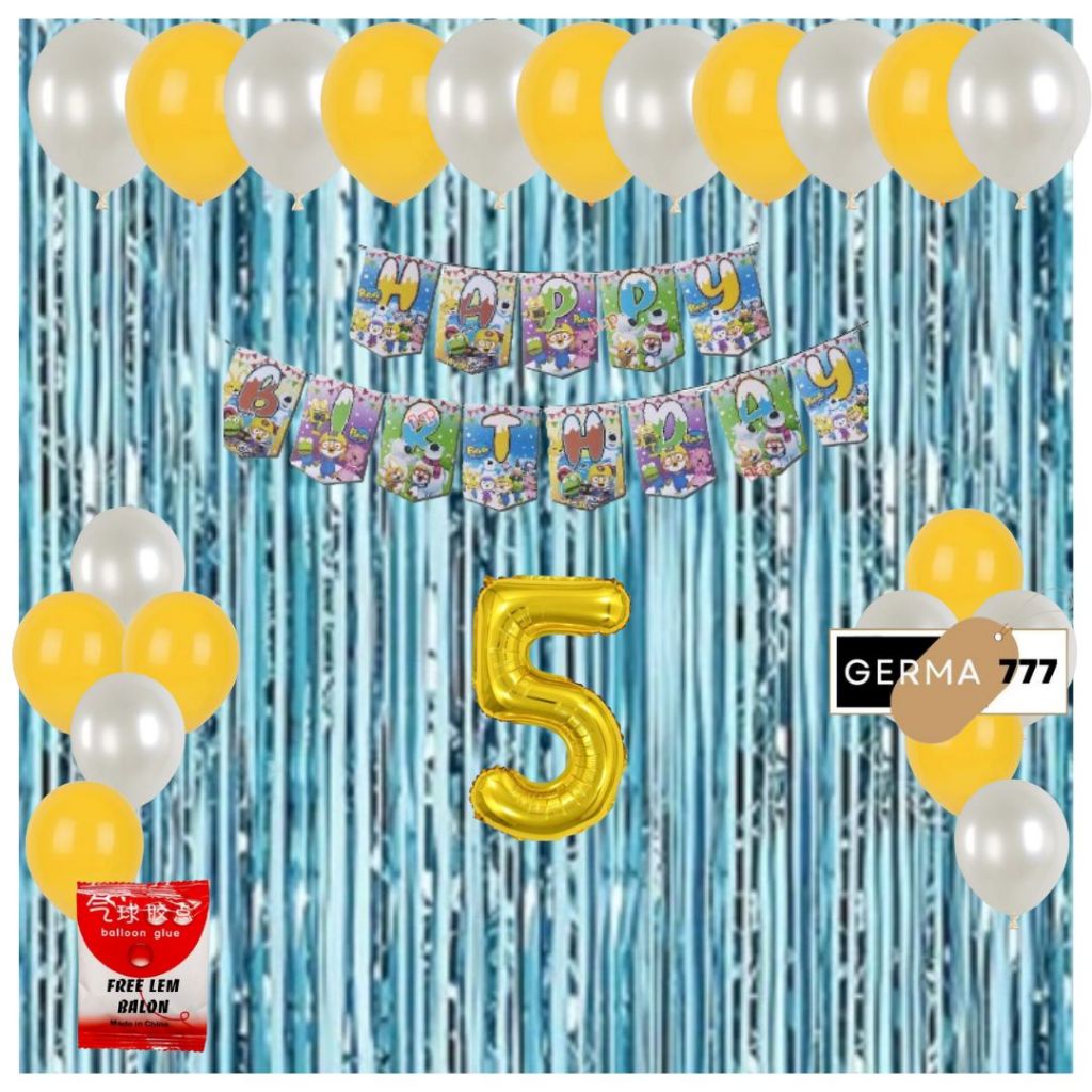 Paket Dekorasi Pesta Ulang Tahun Anak Banner Happy Birthday Peroro Kuromi Hello Kitty Balon Ultah
