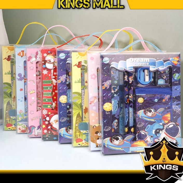 

Pasti Baru KINGS S5926 Stationery Set Alat Tulis Set 6 in 1 Hadiah Souvenir Paket Alat Tulis Dompet Anak Alat Tulis Set Karakter