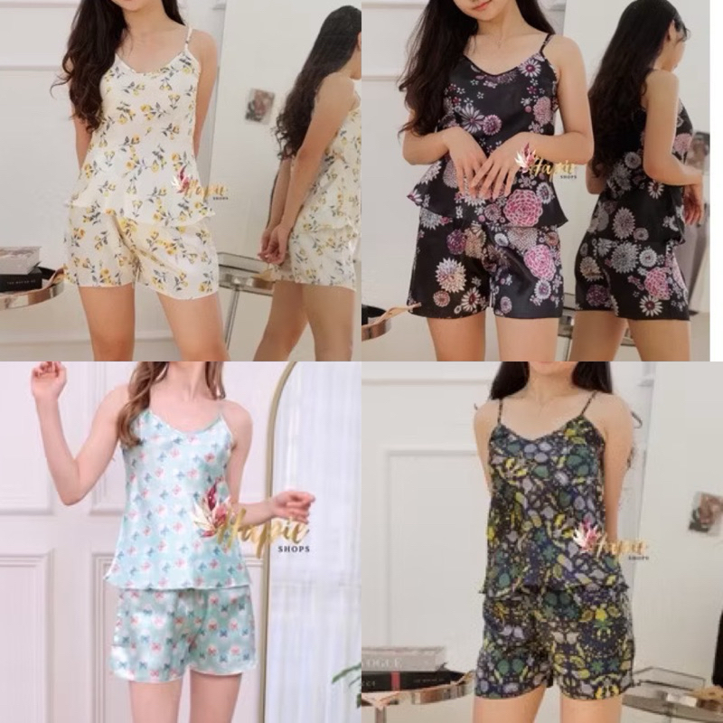 Baju tidur satin setelan tali satu - Set Baju tidur import