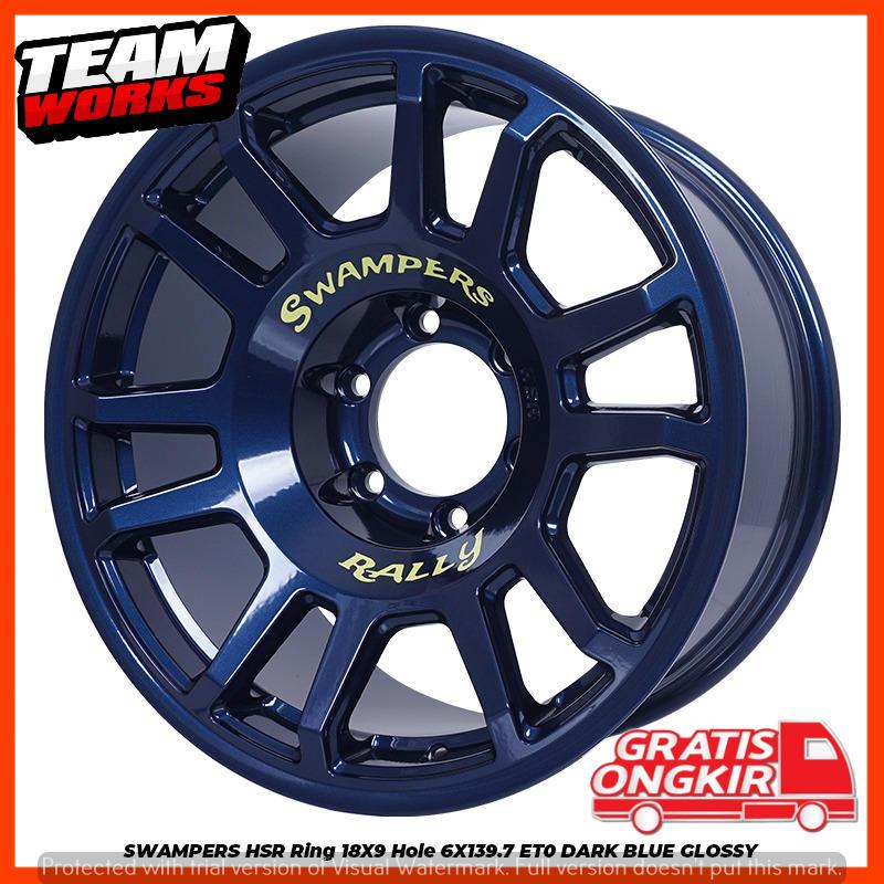 VELG RALLY RING 18 HSR SWAMPERS LEBAR 9 PCD 6X139,7 ET0 DARK BLUE GLOSSY MOBIL PAJERO FOTUNER HILUX