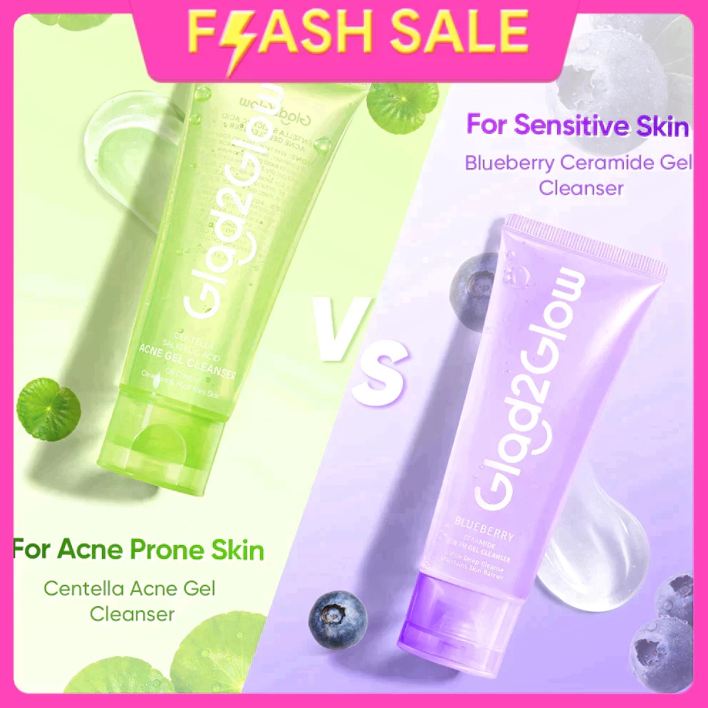 Dijual kakak Glad2Glow Blueberry Ceramide Low pH Gel Cleanser 7 ml  Halo Beauty 1 Ori Skincare Facia