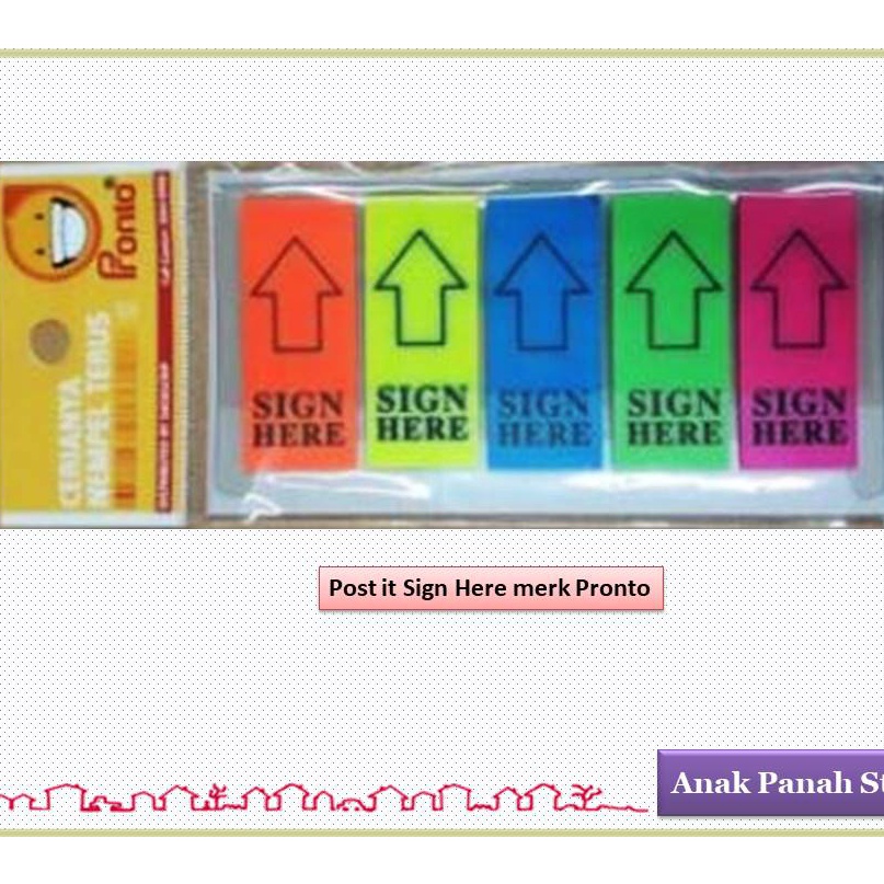 

FG2 Post it Stick Note Sn Here Merk Pronto