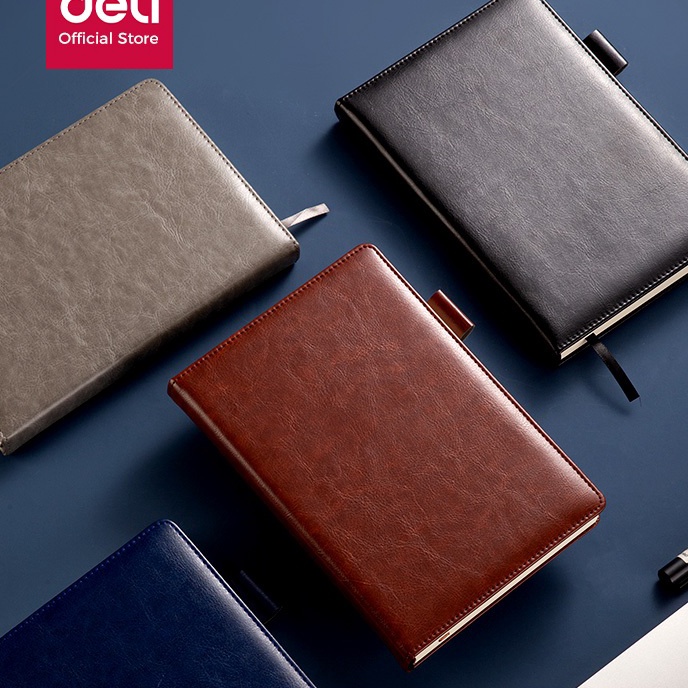 

KI3 Deli Leather Cover Notebook Buku Catatan Sampul Kulit A5 18 Lembar Desain Elegan 22298