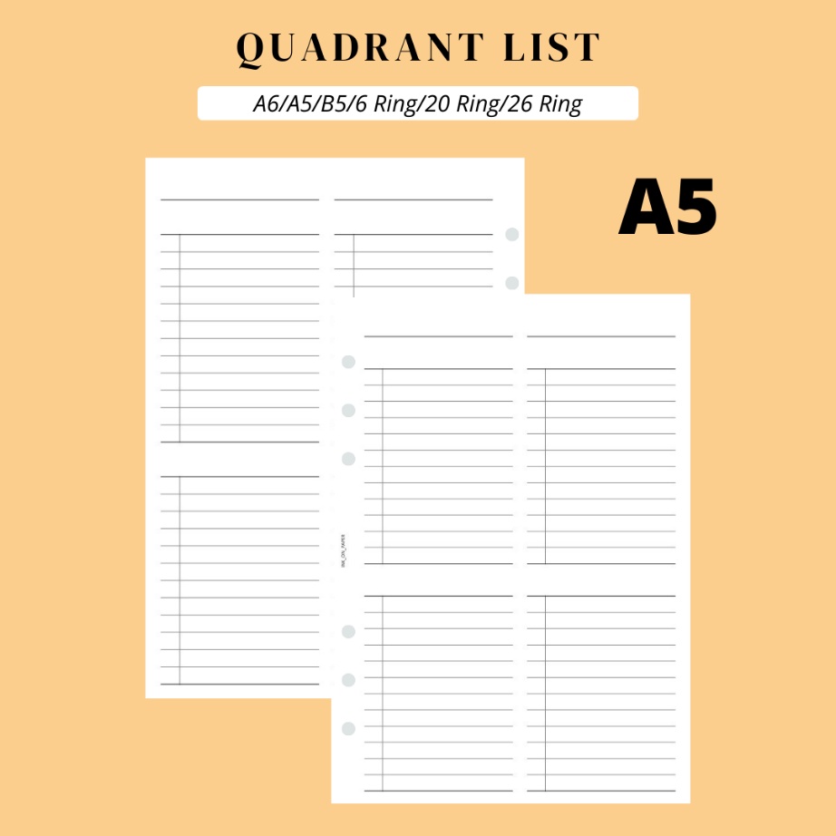 

KF7 A5 Planner Todo List Quadrant List by INKONPAPER