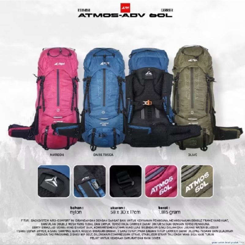 Tas Gunung Carril Atmos Adv 60 Liter AreiOutdoorgear