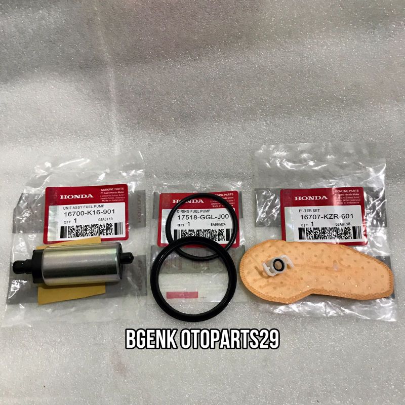 PAKET 3 ITEM ROTAK FUEL PUMP+SEAL ORING+PEMPERS HONDA VARIO 125 FI HELM IN OLD BOLHAM 2012-2014 KODE