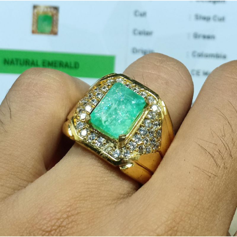 CINCIN PERMATA BATU ZAMRUD COLOMBIA BERSERTIFIKAT ASLI NATURAL