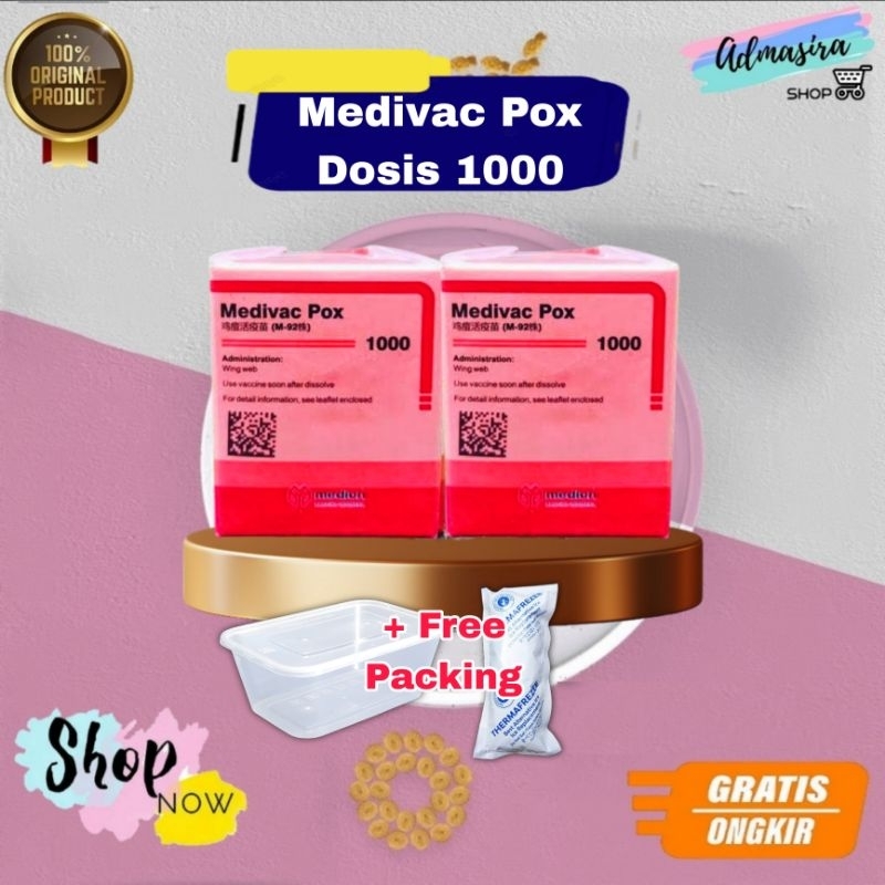 Vaksin Medivac POX Dosis 1000 ekor Vaksin Ayam Mencegah Penyakit Cacar Menular Unggas Ayam