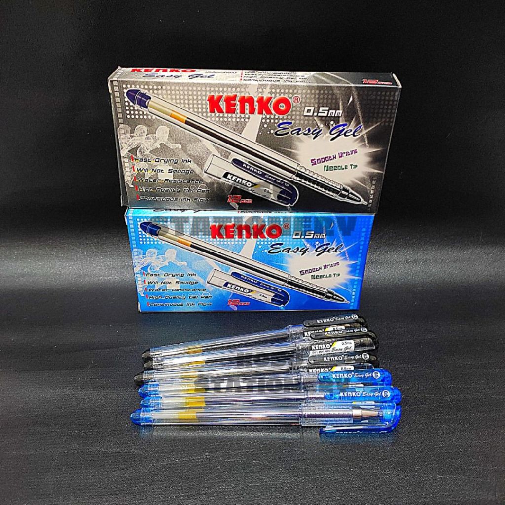 

BOLPEN GEL / BALLPOINT GEL / PULPEN GEL / POLPEN GEL KENKO EASY GEL HITAM BIRU