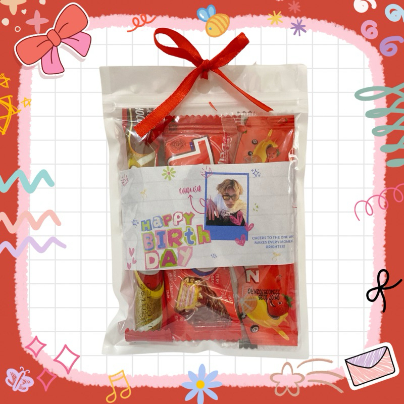 

[Min. 5pcs] Mini Gift Snack - Red | Custom Gambar | Freebie