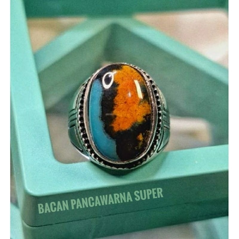 Cincin Batu Bacan Kembang Bacan Pancawarna Berkelas