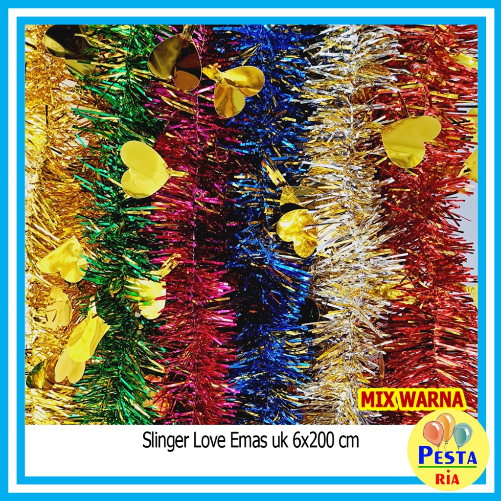 Murah (1Pcs) Slinger Ujung Emas Love, slinger rumbai, tinsel, slinger hiasan natal